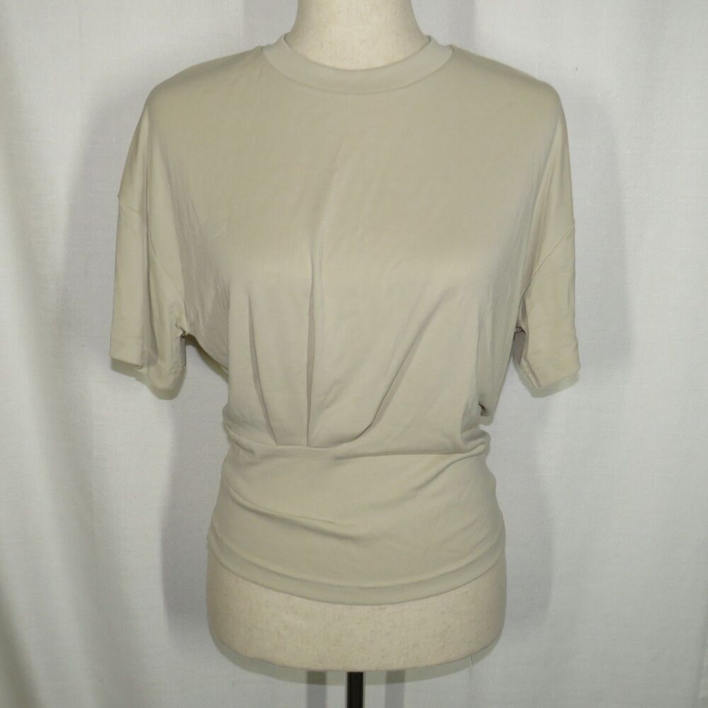 OGL Sandwashed Modal Knit Eco Friendly Soft Stretchy Draped Tee Beige Size Large - Picture 8 of 13